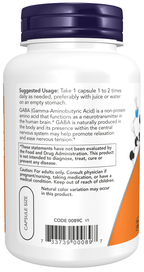 Cápsulas vegetales de GABA 750 mg