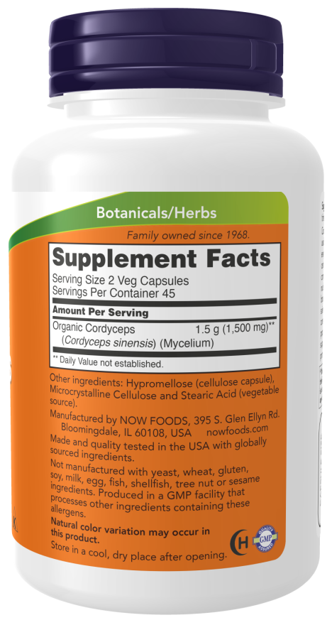 Cápsulas vegetales de Cordyceps 750 mg
