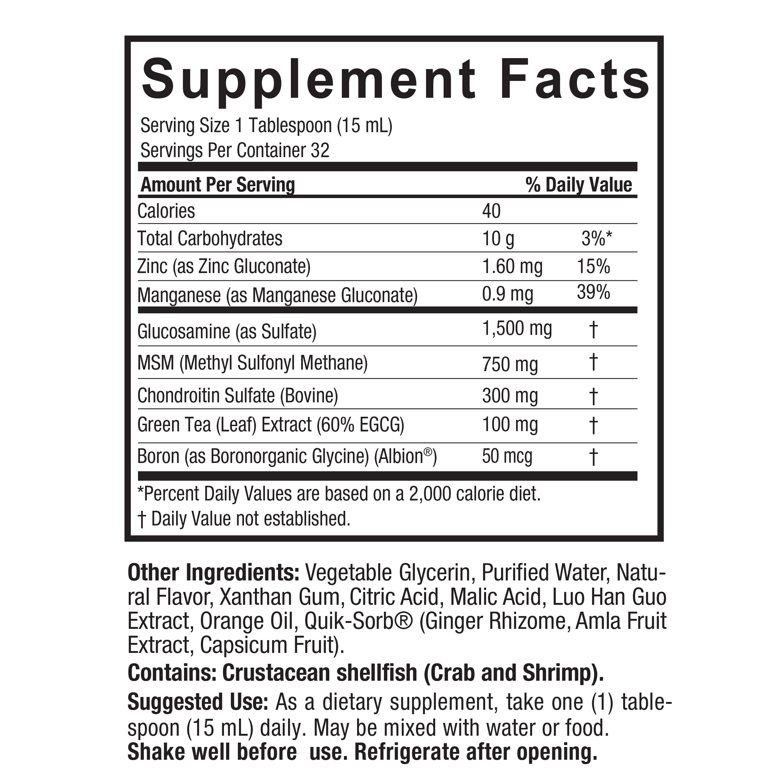 Glucosamina y condroitina líquida 16 oz