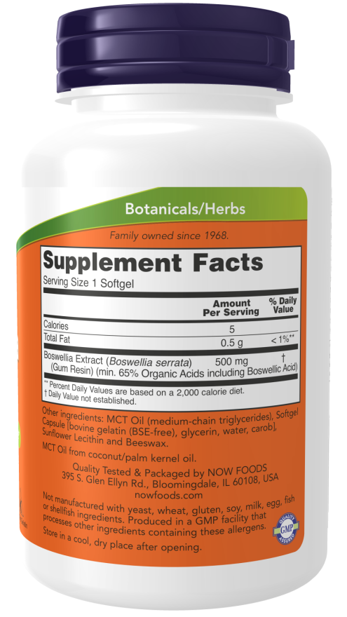 Cápsulas blandas de extracto de Boswellia de 500 mg