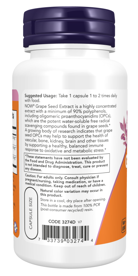 Cápsulas vegetales de semilla de uva extra fuerte de 250 mg