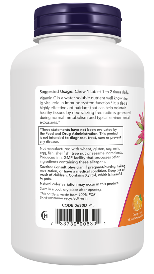 Comprimidos masticables de vitamina C-500 naranja