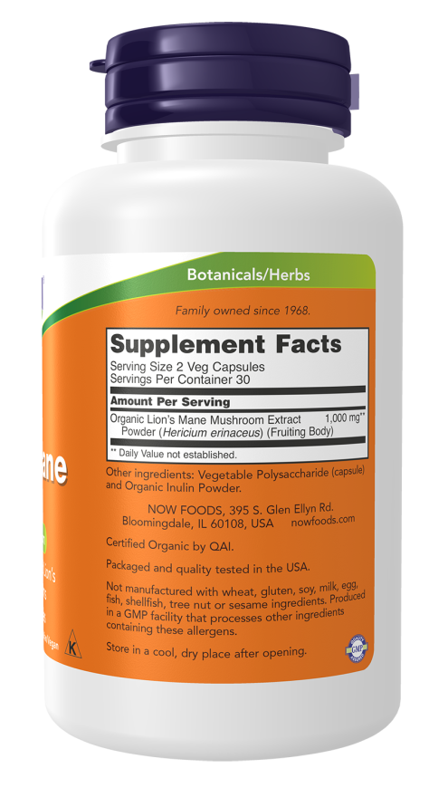 Cápsulas vegetales de melena de león de 500 mg