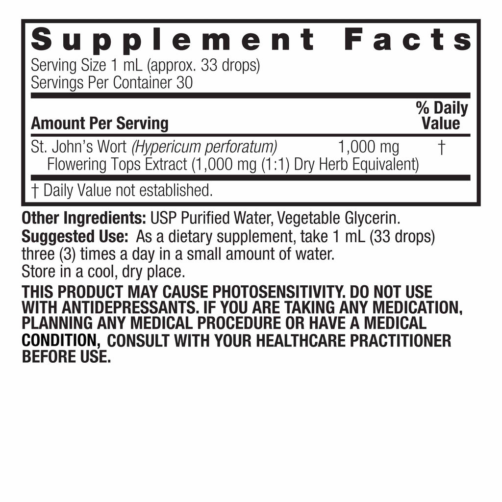 Extracto líquido sin Alcohol St. John's Wort 1 oz