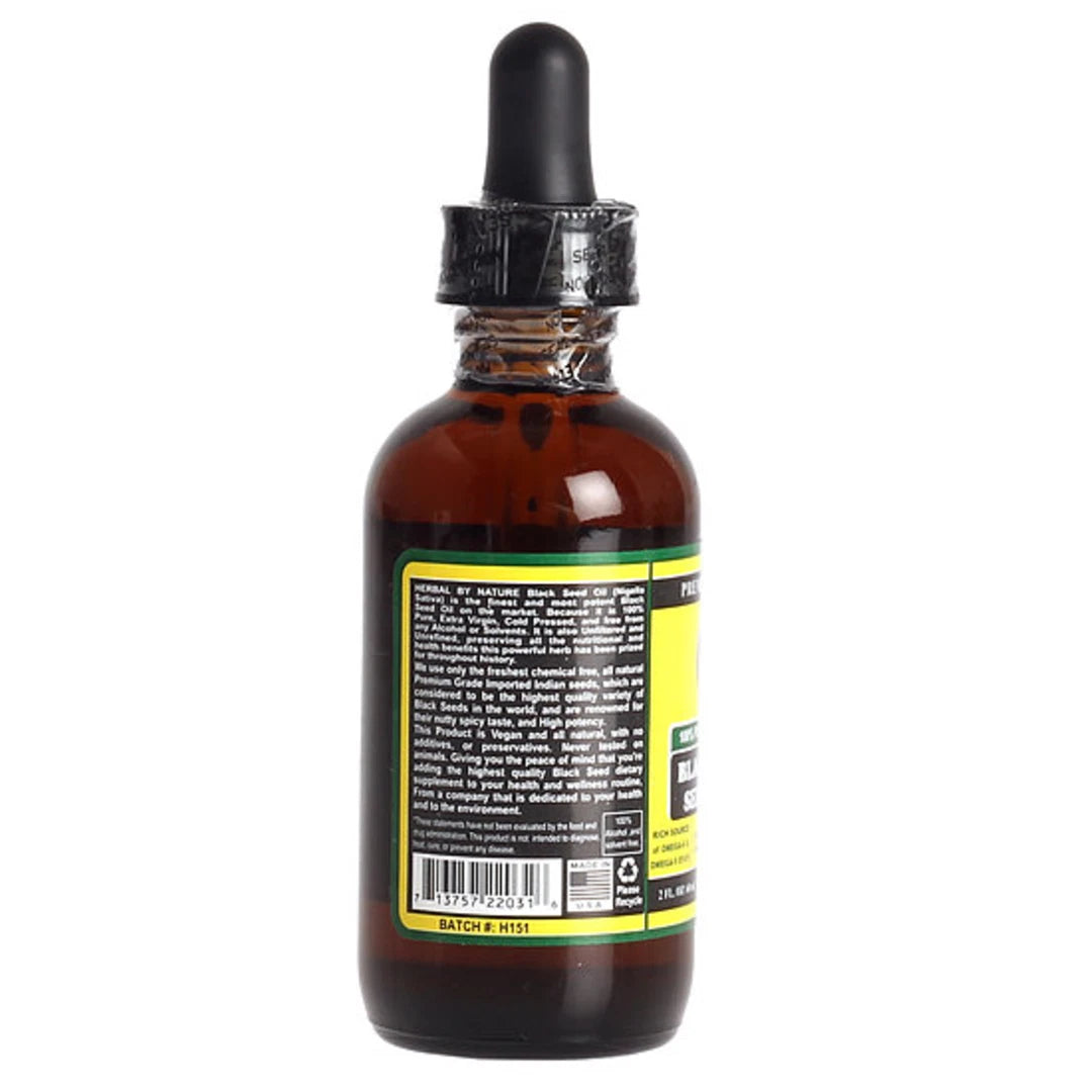 Aceite de semilla negra 2 oz - 100% puro prensado en frío sin refinar Comino Nigella Sativa HBN