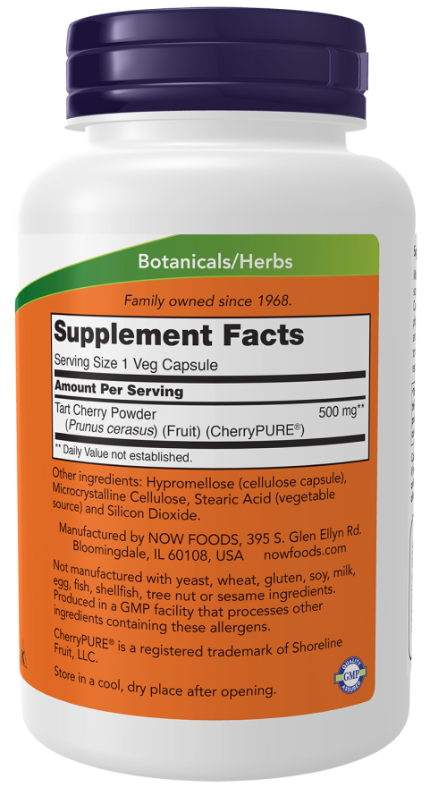Cápsulas vegetales de cereza ácida de 500 mg