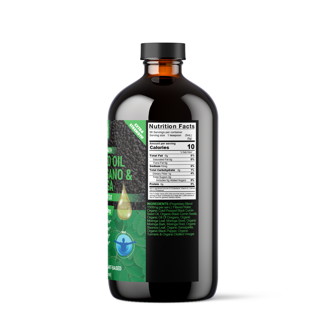 SEMILLA NEGRA, ACEITE DE ORÉGANO Y MORINGA - 16 oz