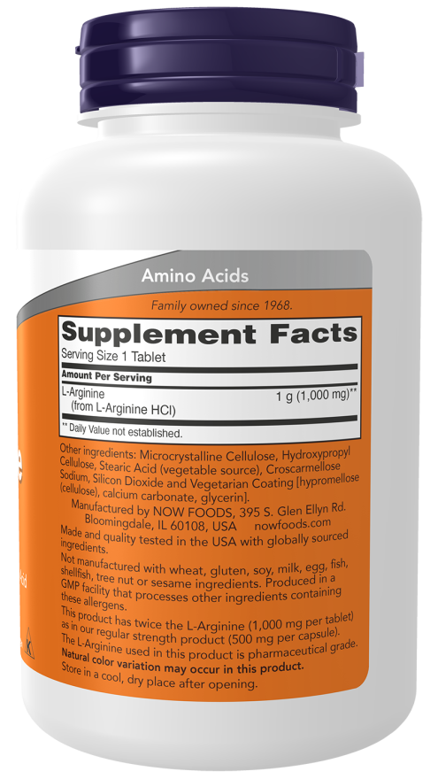 Comprimidos de L-arginina de doble potencia de 1000 mg