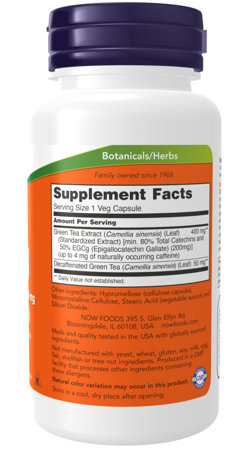 Cápsulas vegetales de extracto de té verde EGCg de 400 mg