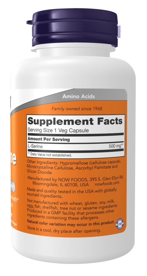 Cápsulas vegetales de L-serina 500 mg