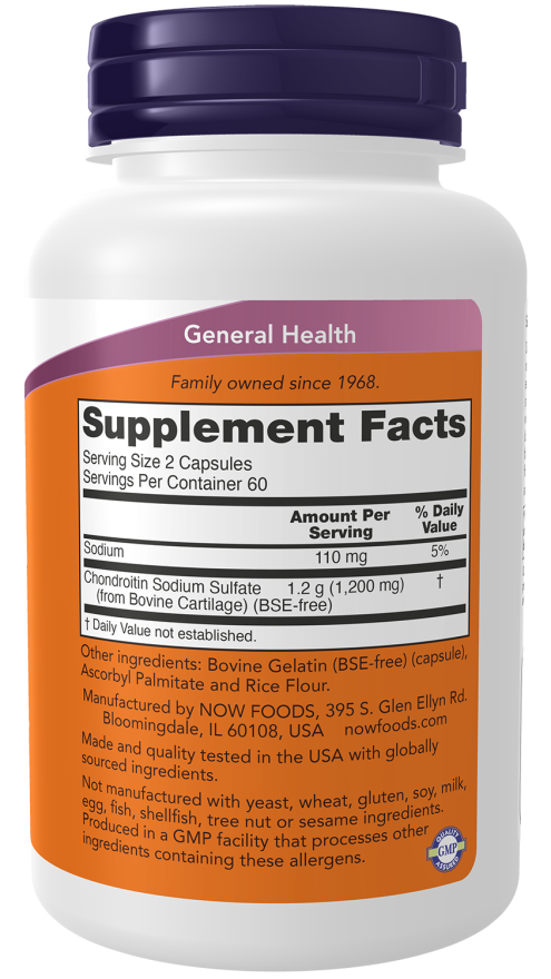 Cápsulas de sulfato de condroitina de 600 mg