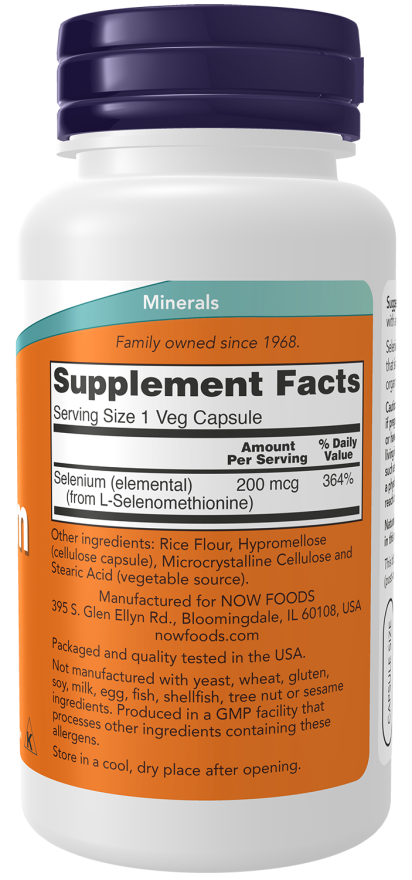 Cápsulas vegetales de selenio de 200 mcg
