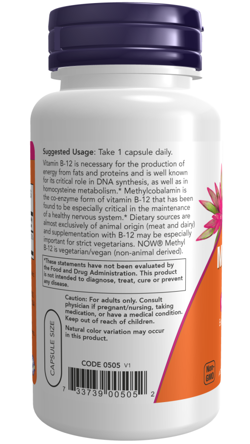 Cápsulas vegetales de metil B-12 de 5000 mcg