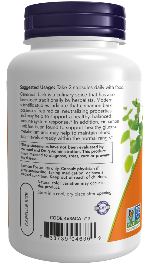 Cápsulas vegetales de corteza de canela de 600 mg