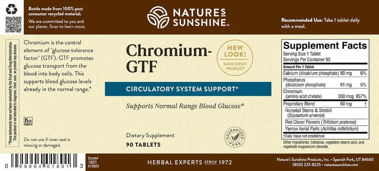 El cromo GTF favorece un nivel normal de glucosa en sangre