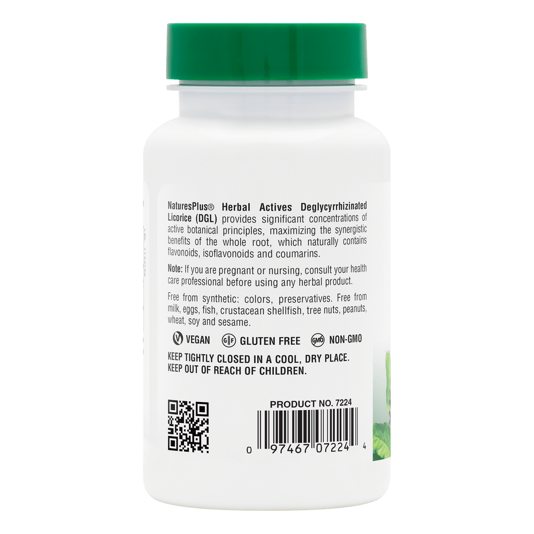 Cápsulas de regaliz DGL de Herbal Actives
60 unidades