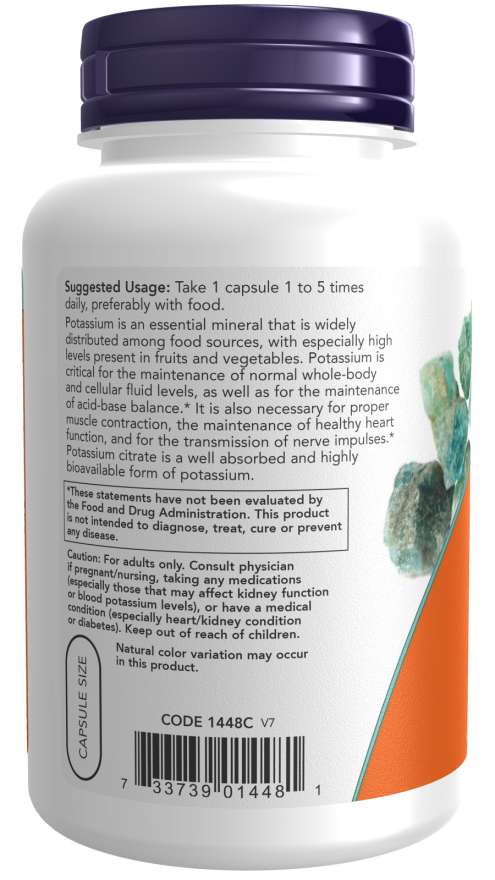 Cápsulas vegetales de citrato de potasio de 99 mg