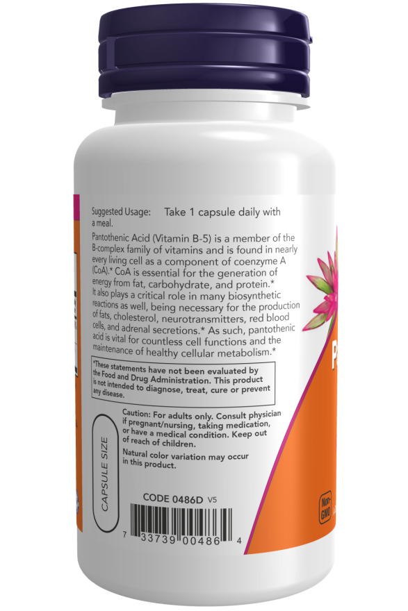 Cápsulas vegetales de ácido pantoténico de 500 mg