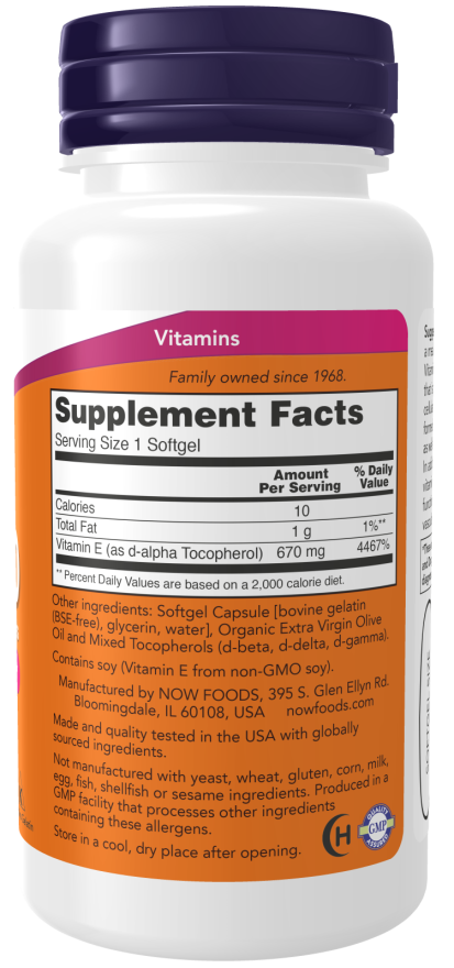 Cápsulas blandas de vitamina E-1000 con tocoferoles mixtos