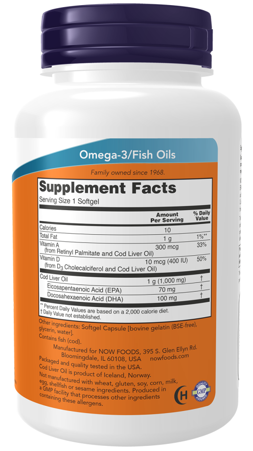 Aceite de hígado de bacalao extra fuerte, cápsulas blandas de 1000 mg