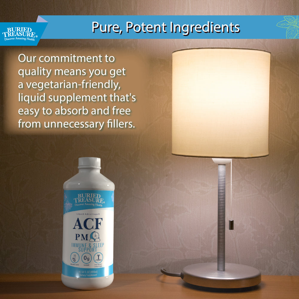 Nutrientes líquidos Buried Treasure® ACF PM: suplemento líquido sin melatonina para el sueño nocturno