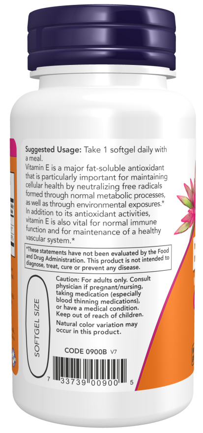 Cápsulas blandas de vitamina E-1000 con tocoferoles mixtos