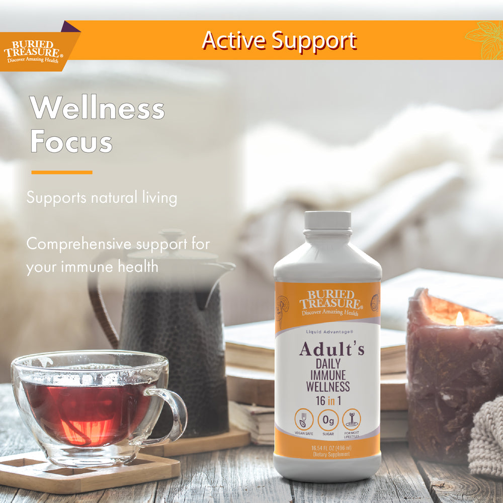Nutrientes líquidos Buried Treasure® para el bienestar inmunitario diario de adultos: suplemento líquido con vitamina C y antioxidantes