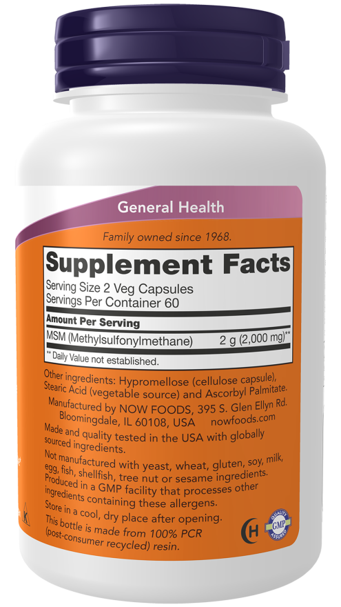 Cápsulas vegetales de MSM 1000 mg