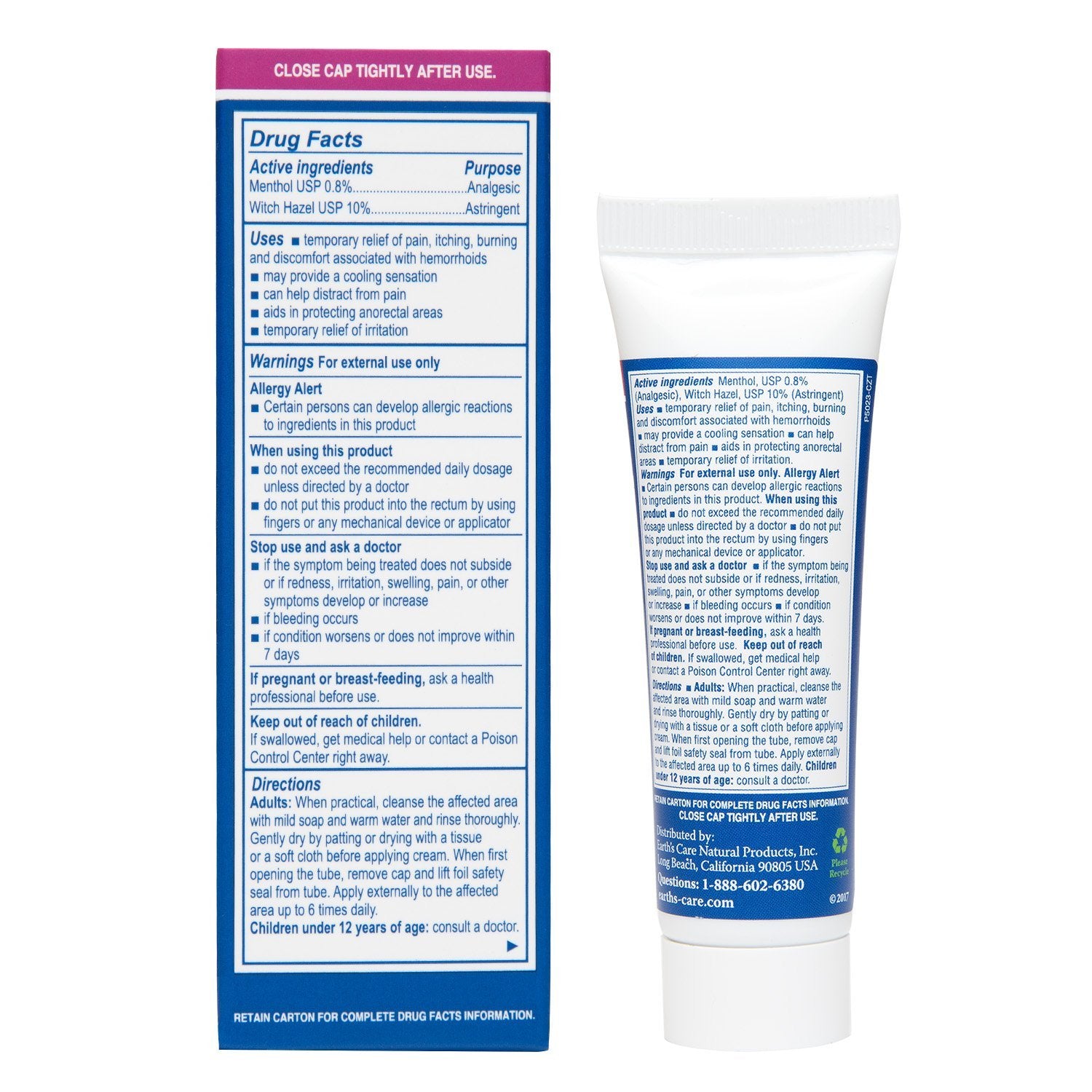 Crema para aliviar hemorroides 1 oz.