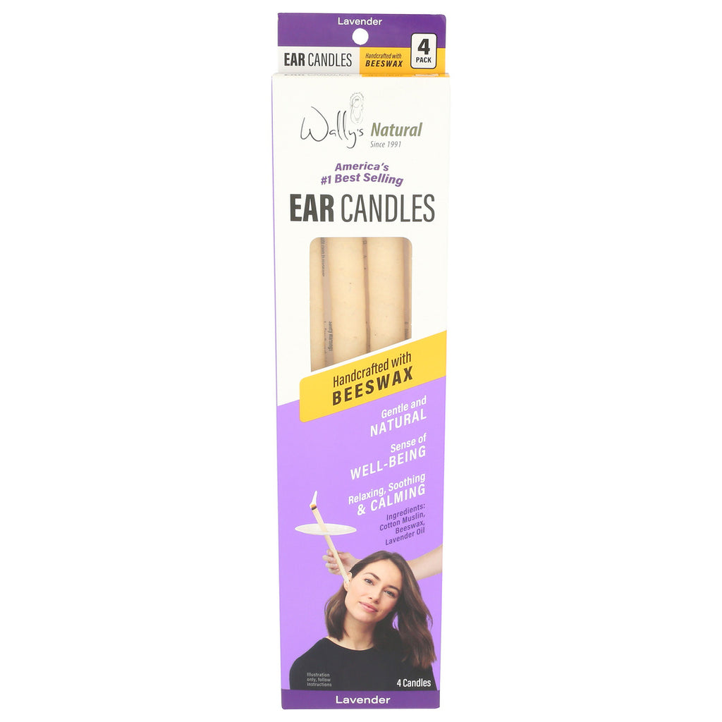Velas naturales para los oídos de Wally's – Cera de abeja, lavanda – Paquete de 4