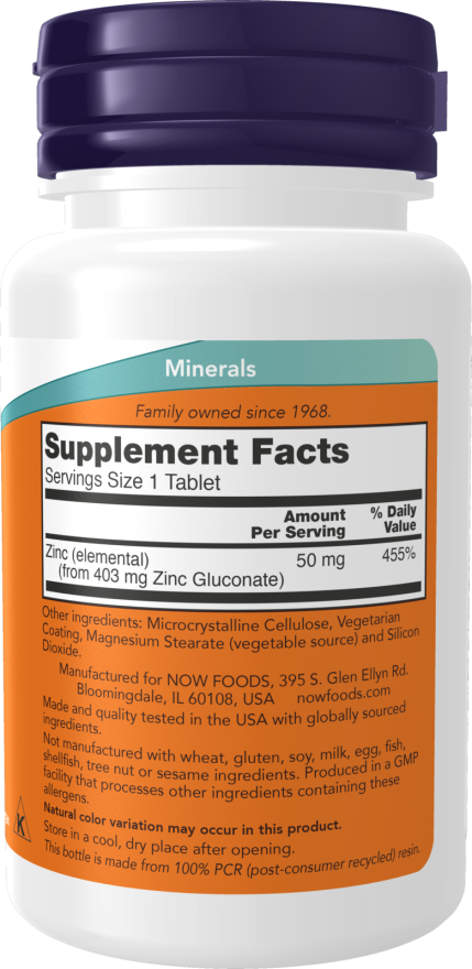 Comprimidos de zinc de 50 mg