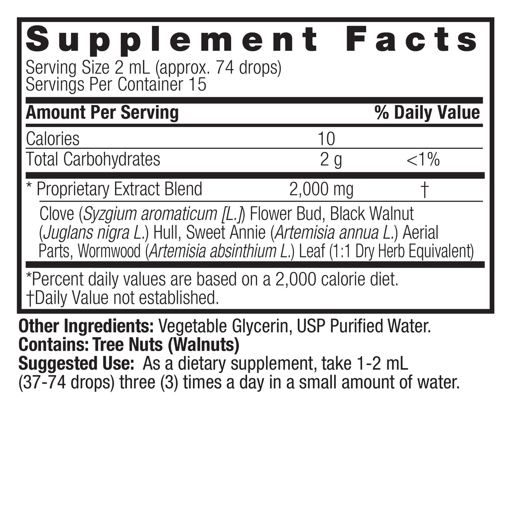 Extracto líquido de nuez negra y ajenjo 1 oz sin alcohol