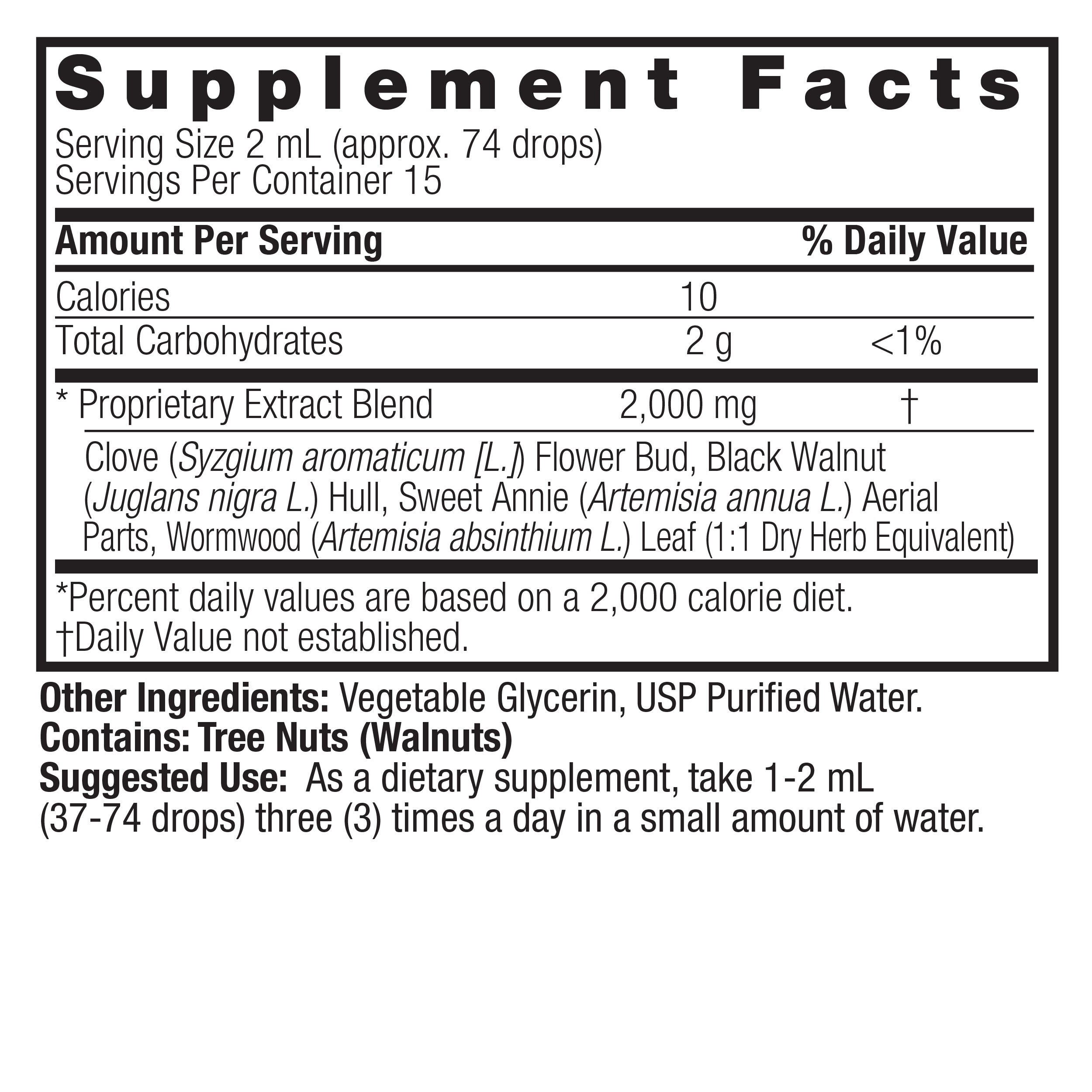 Extracto líquido de nuez negra y ajenjo 1 oz sin alcohol