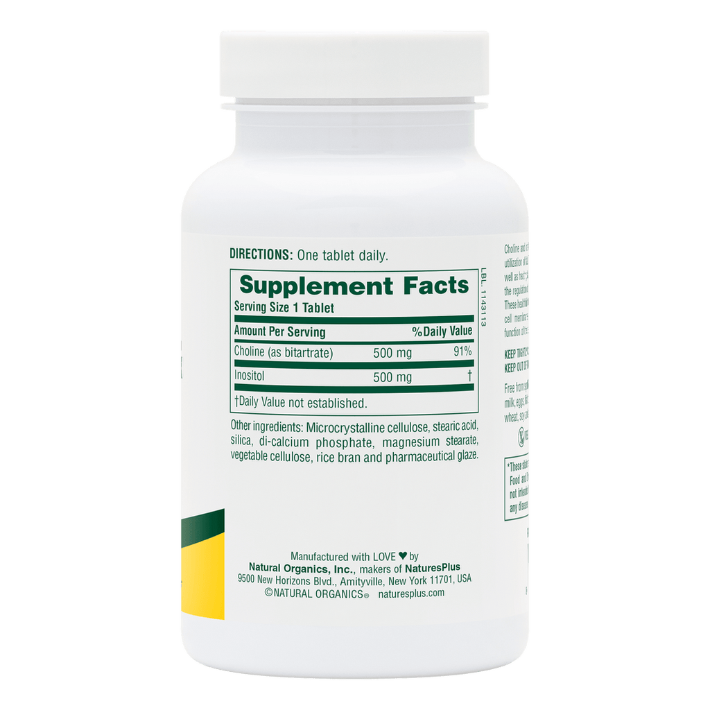 Comprimidos de colina e inositol de 500 mg
60 unidades