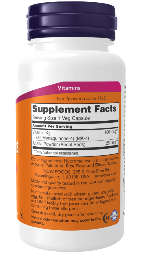 Vitamina K-2 100 mcg Cápsulas vegetales