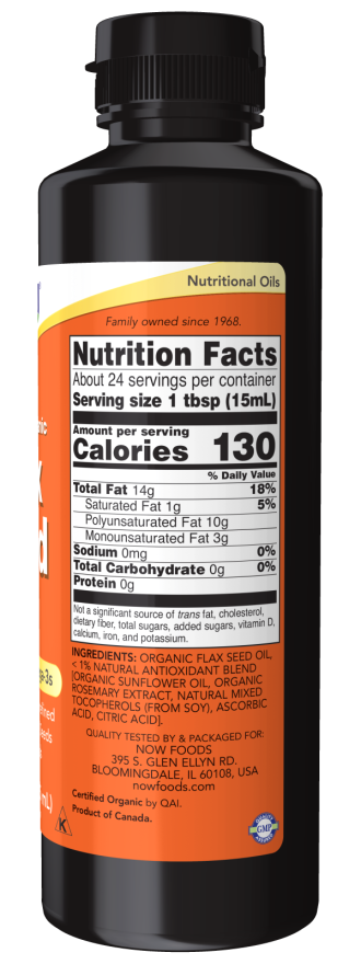 Aceite de linaza líquido, orgánico 12 onz.