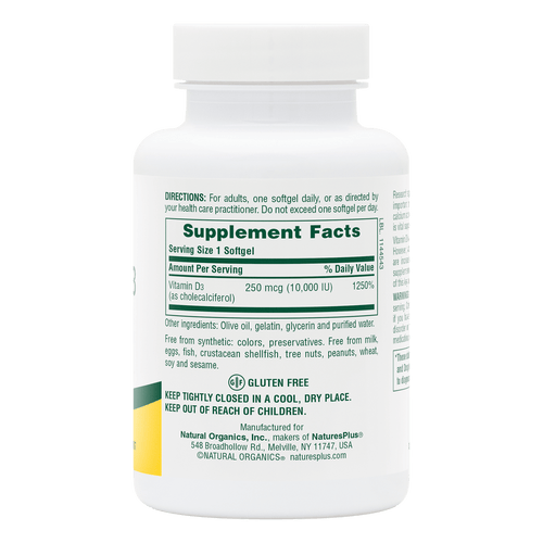 Cápsulas blandas de vitamina D3 de 10 000 UI
60 unidades