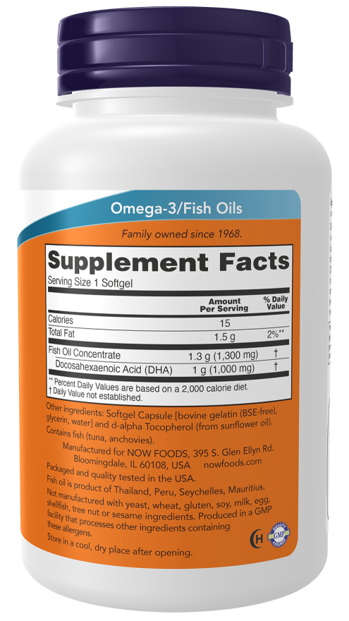 Aceite de pescado DHA-1000, cápsulas blandas extra fuertes