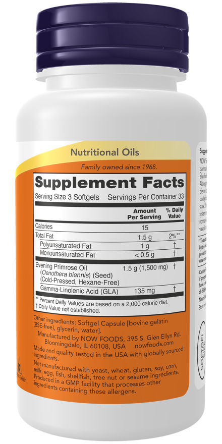 Cápsulas blandas de aceite de onagra de 500 mg