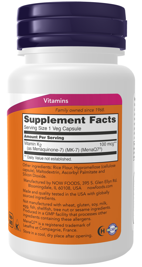 MK-7 Vitamina K2 100 mcg Cápsulas vegetales