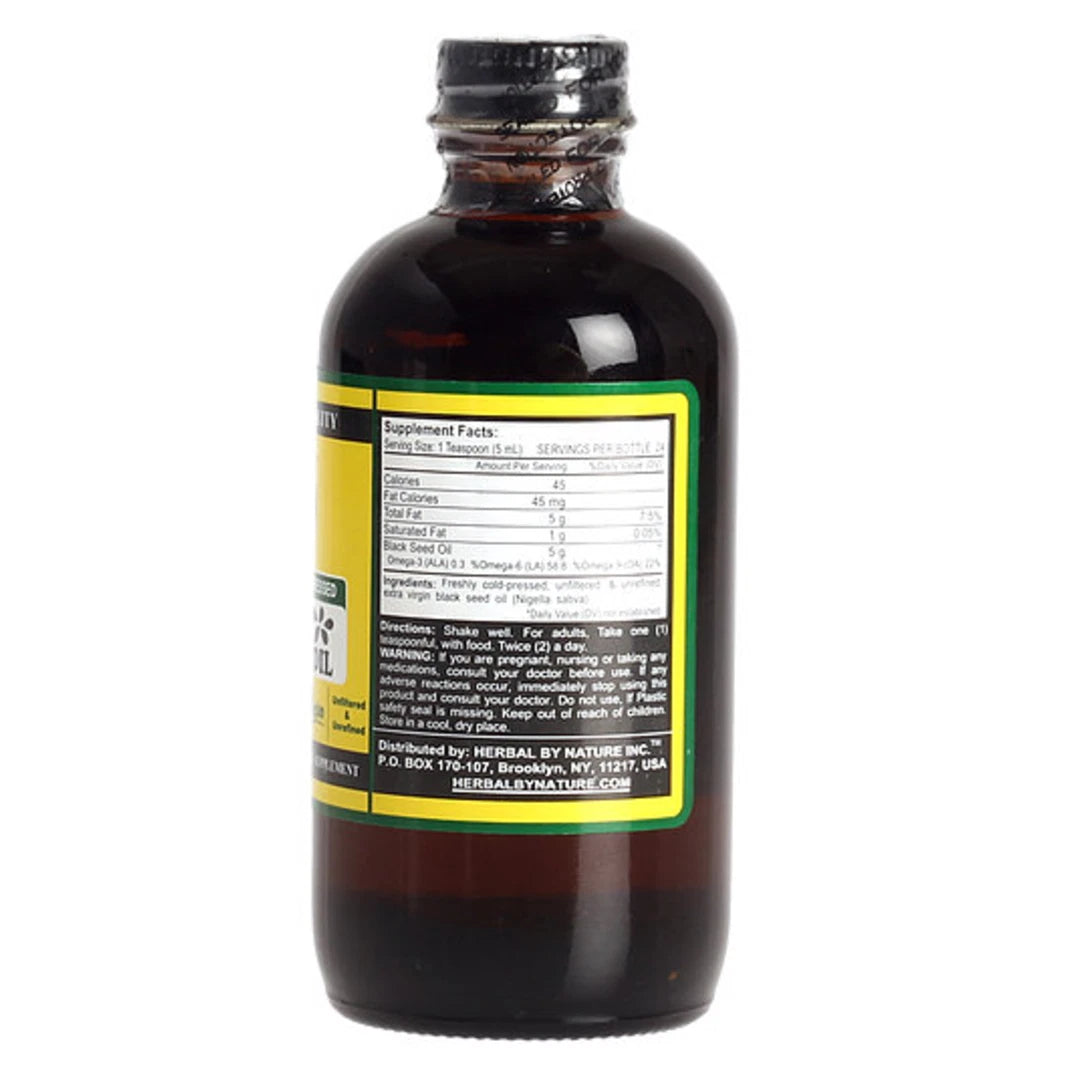 Aceite de semilla negra 4 oz - 100% puro prensado en frío sin refinar Comino Nigella Sativa HBN
