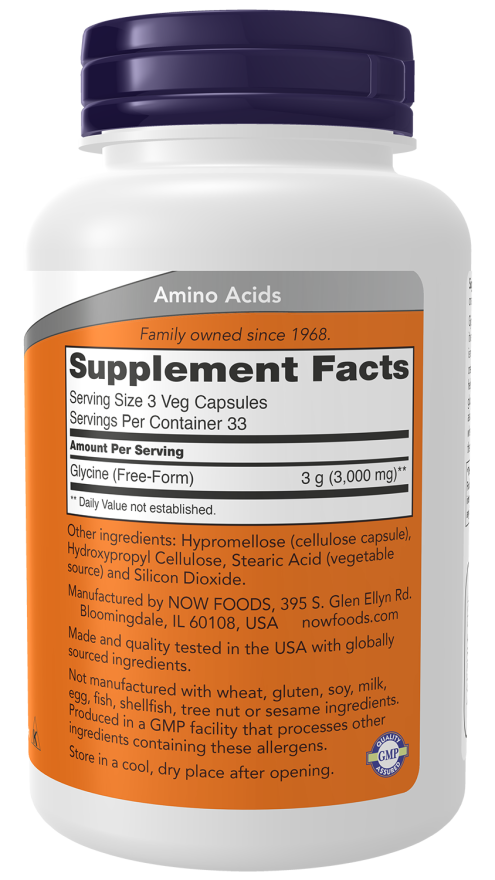 Cápsulas vegetales de glicina de 1000 mg