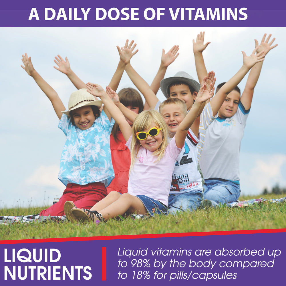 Multivitamínico líquido diario para niños, vitaminas y minerales, sabores naturales a frutas, 16 porciones