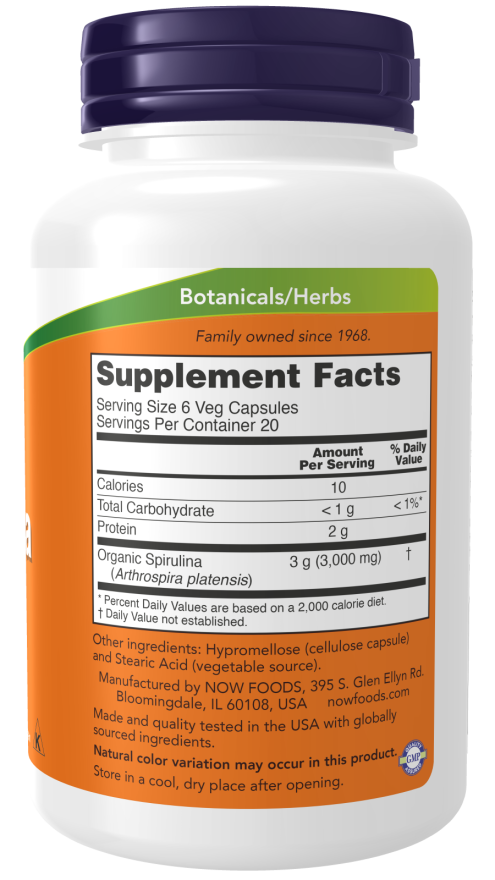 Cápsulas vegetales de espirulina de 500 mg