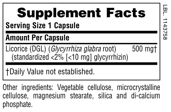 Cápsulas de regaliz DGL de Herbal Actives
60 unidades