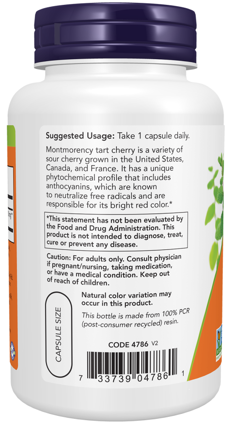 Cápsulas vegetales de cereza ácida de 500 mg