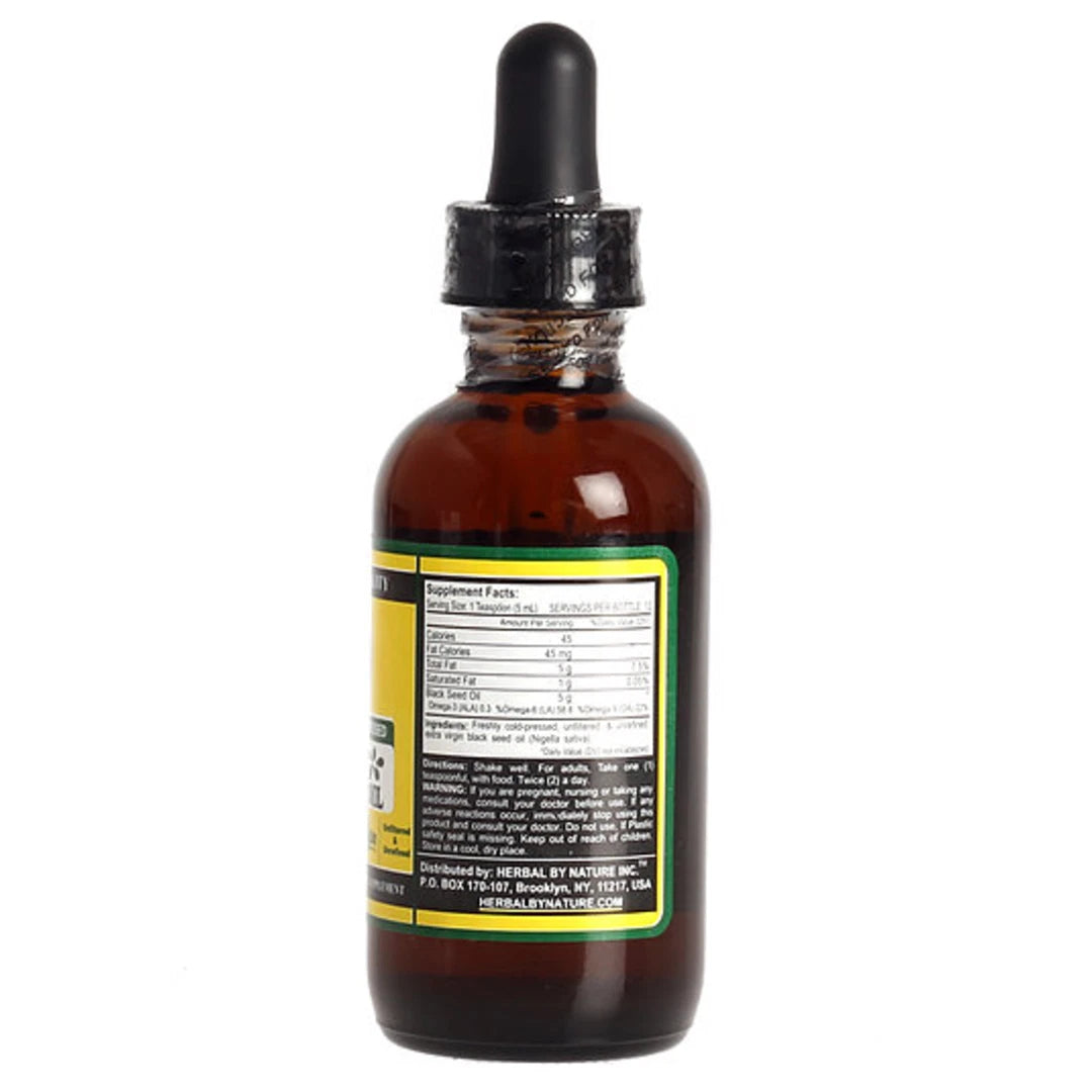 Aceite de semilla negra 2 oz - 100% puro prensado en frío sin refinar Comino Nigella Sativa HBN