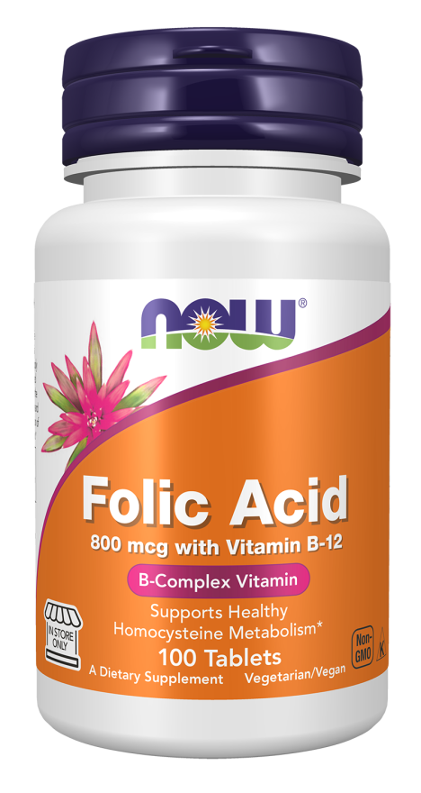 Comprimidos de ácido fólico de 800 mcg con vitamina B-12