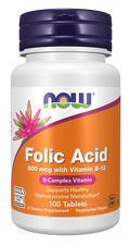 Comprimidos de ácido fólico de 800 mcg con vitamina B-12