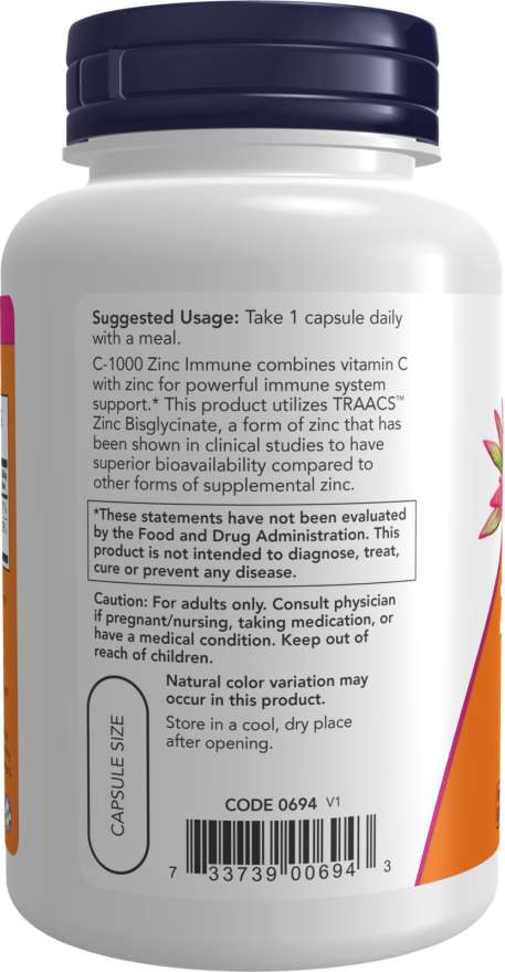 Cápsulas vegetales C-1000 Zinc Immune